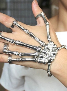 欧美风时尚创意合金万圣节骷髅骨骼骨架鬼爪手链连指手镯配饰礼品