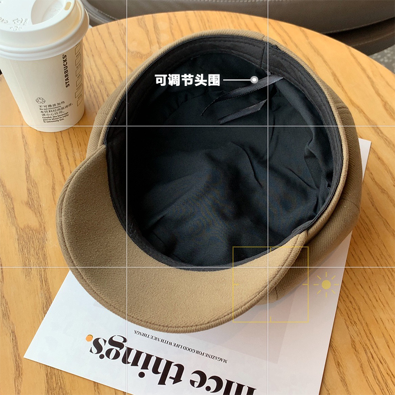 冬季新品毛呢八角帽日系复古风云朵帽大帽顶显脸小报童帽子潮男女 - 图2