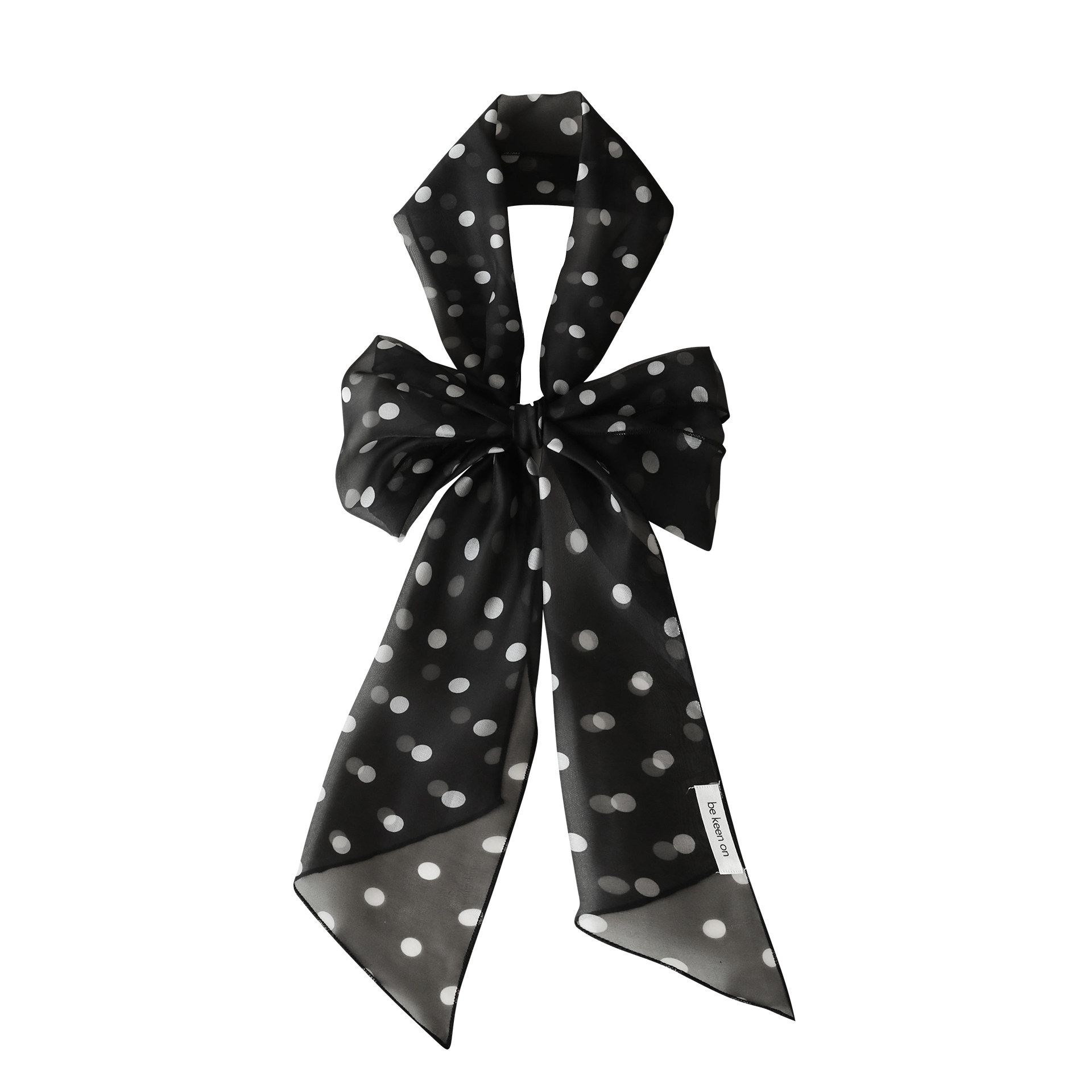 高级感气质波点丝巾秋天法式复古优雅系脖领巾韩系百搭发带飘带女