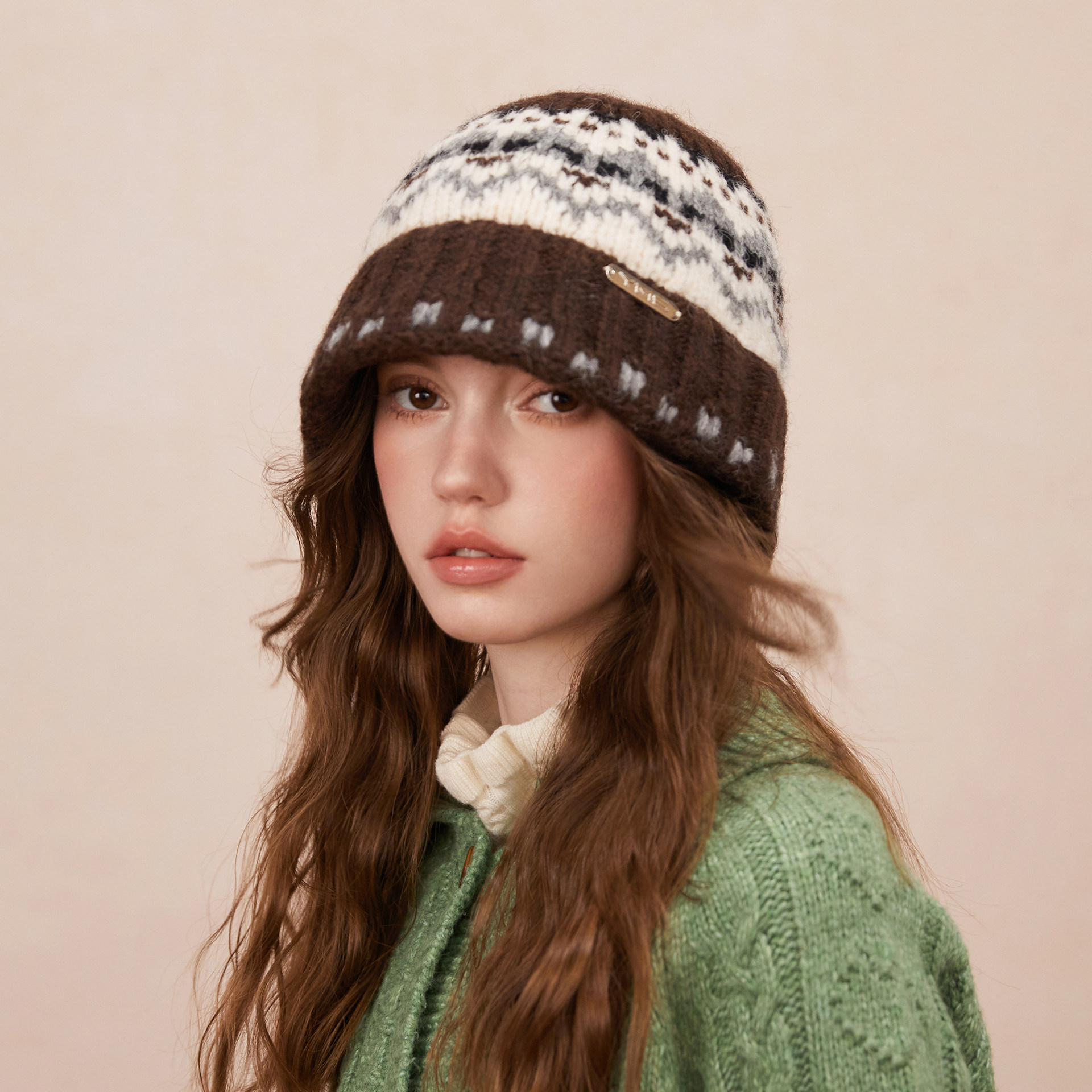 费尔岛风提花渔夫帽男女秋冬复古氛围感针织帽防风保暖盆帽显脸小,淘宝优惠券,粉丝福利购,淘宝优惠卷