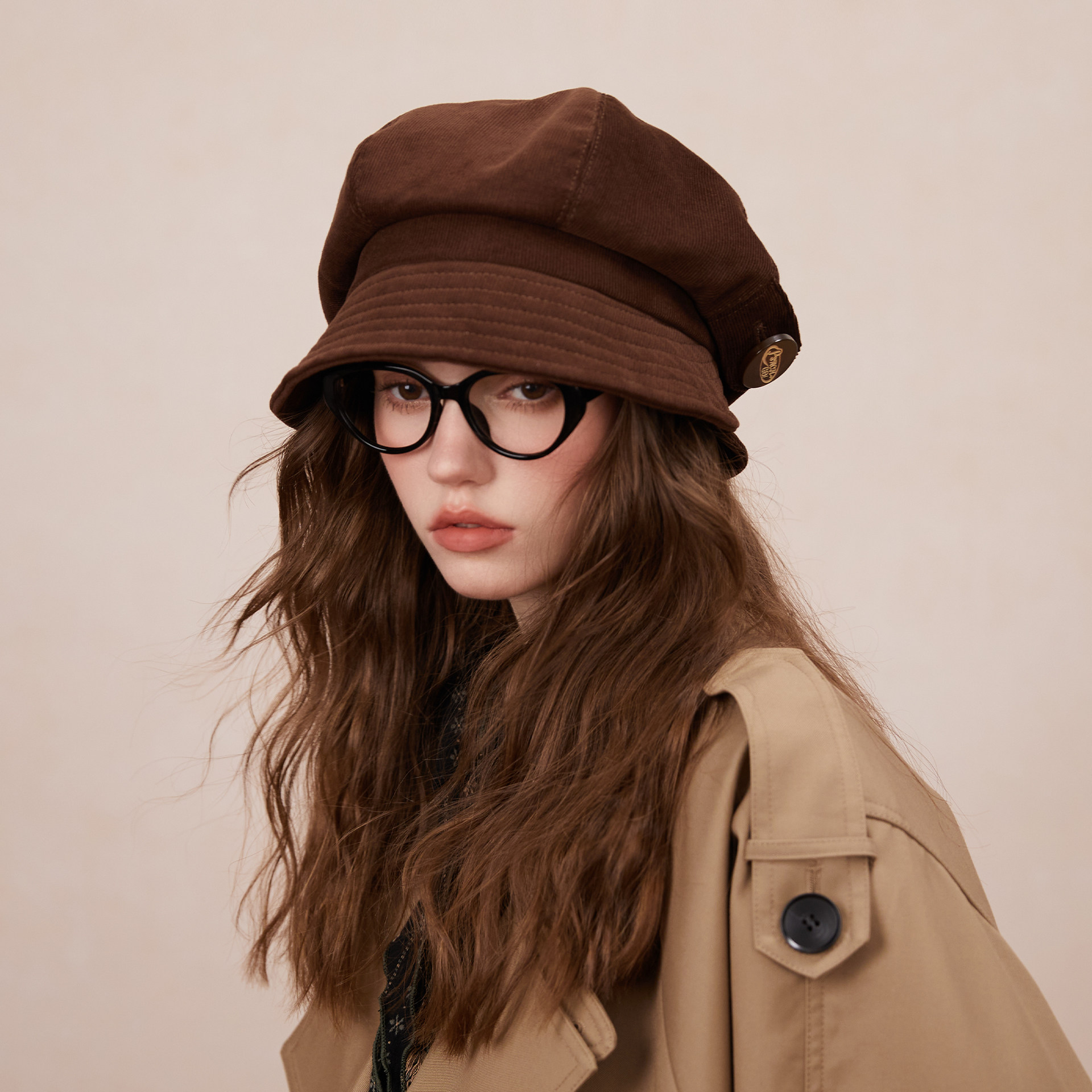 2025秋冬日系渔夫帽咖啡色灯芯绒复古气质报童帽小众高级感盆帽女,淘宝优惠券,粉丝福利购,淘宝优惠卷