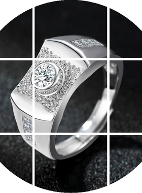 正品钻戒纯银戒指s925锆石1克拉