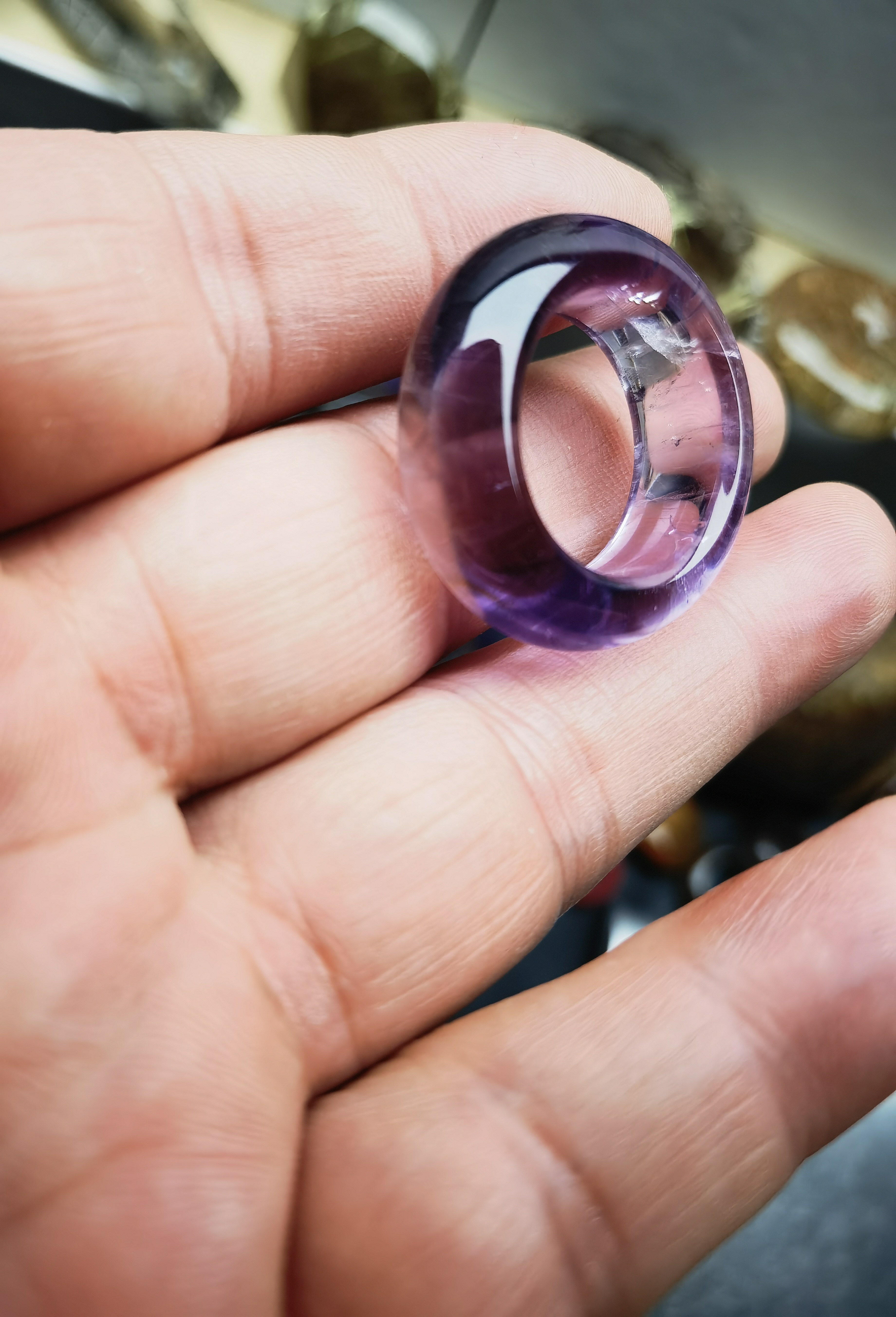 Natural amethyst raw stone hand-carved ring ring 18.5 strips wide 9.4 weight 8.2 grams one picture one item
