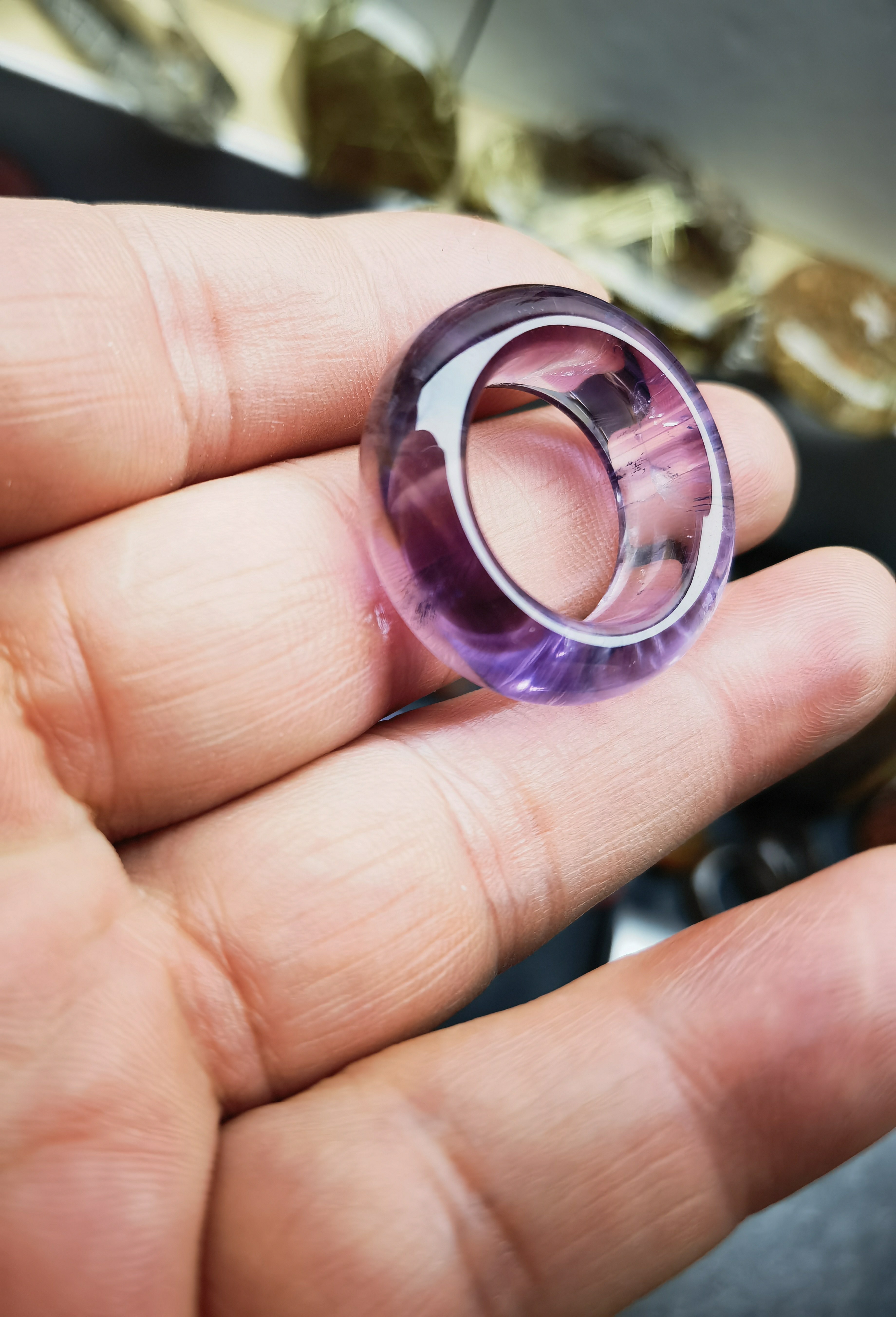 Natural amethyst raw stone hand-carved ring ring 18.5 strips wide 9.4 weight 8.2 grams one picture one item
