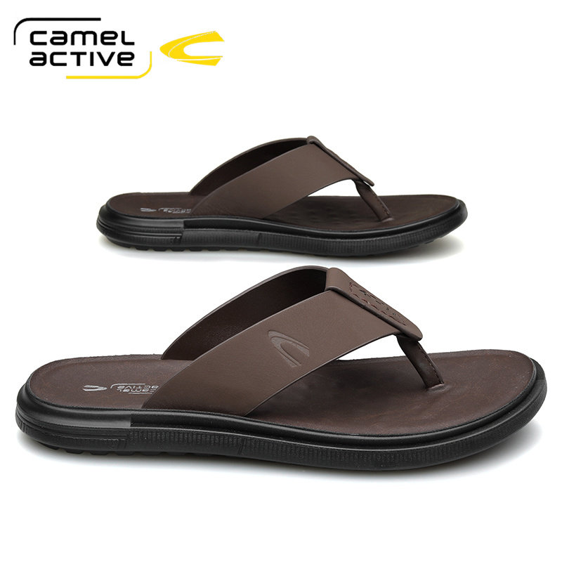德国骆驼动感人字拖男夏季室外真皮男士凉拖鞋外穿防滑轻便沙滩鞋,淘宝优惠券,粉丝福利购,淘宝优惠卷