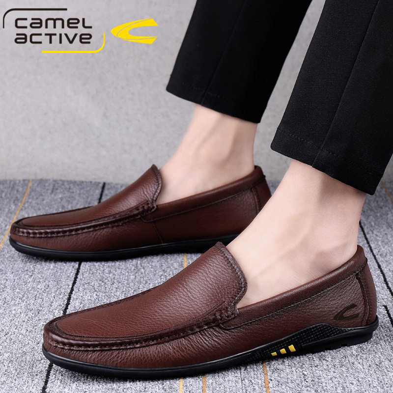 德国骆驼动感男鞋秋季真皮豆豆鞋商务休闲皮鞋懒人驾车鞋软皮软底,淘宝优惠券,粉丝福利购,淘宝优惠卷