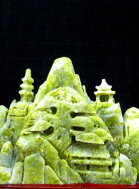 天然玉石绿水青山中式招财摆件