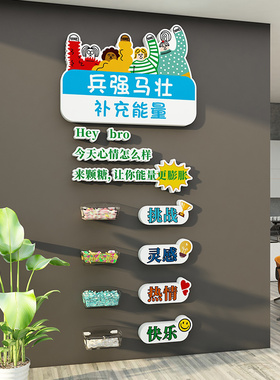 公司能量补给站茶水间文化墙贴3D