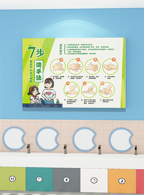 幼儿园七步洗手法流程图步骤墙贴