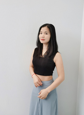 2021夏季新款女装波纹蕾丝半截
