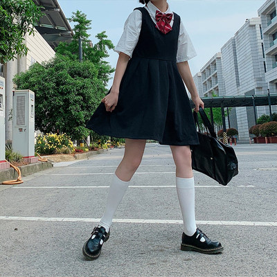 幼稚商店日系黑色学生鬼马少女背心裙连衣裙女夏jk软妹学院风秋 虎窝淘