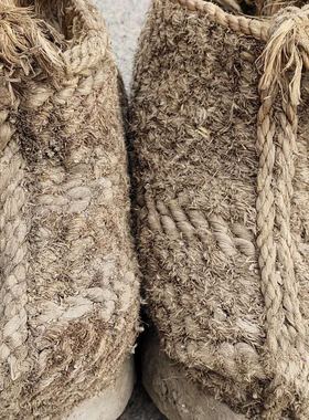 民俗老物件怀旧老草鞋蒲草摆件