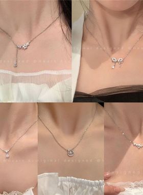 闺蜜链蝴蝶结学生潮钛钢颈锁骨链