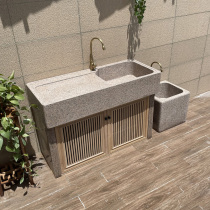 Marble pool Home Balcony Granite Sink Outdoor Patio integrated stone washbasin with aluminum cabinet door