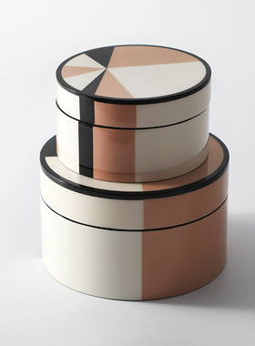 现代轻奢家居饰品钢琴烤漆纸巾盒托盘组合摆件样板间卧室装饰品