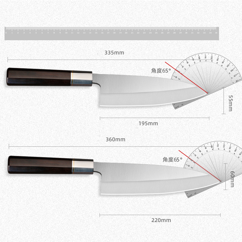 龙之艺厨师刀加厚鱼头刀日式生鱼片专用刀厨房刺身刀料理三文鱼刀-图3