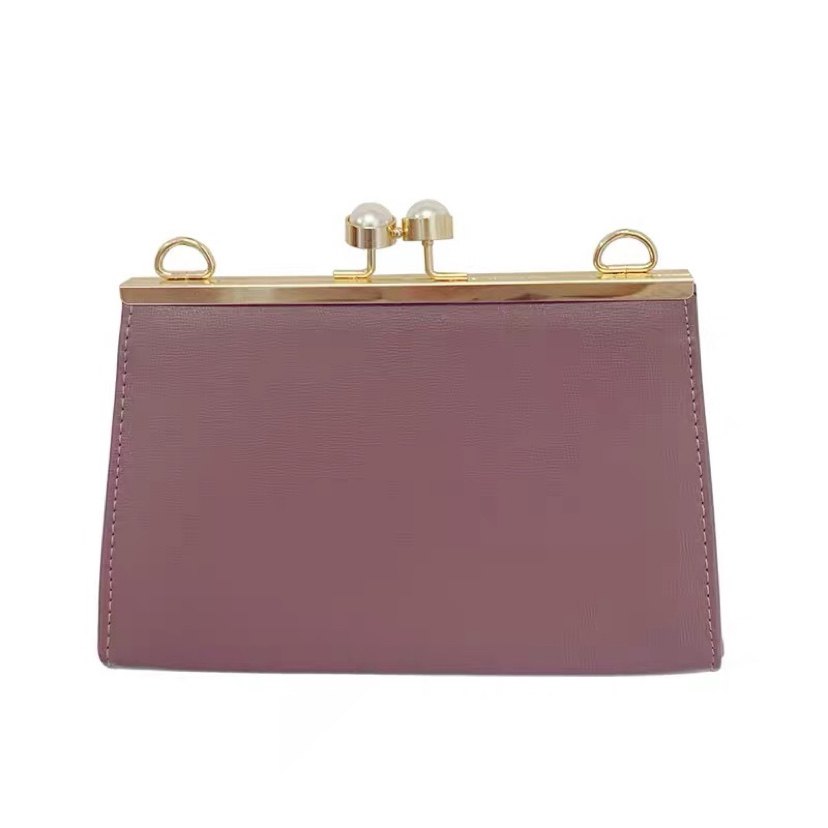 橙栀自制复古皮质小方包百搭夹子包 橙栀女士包袋