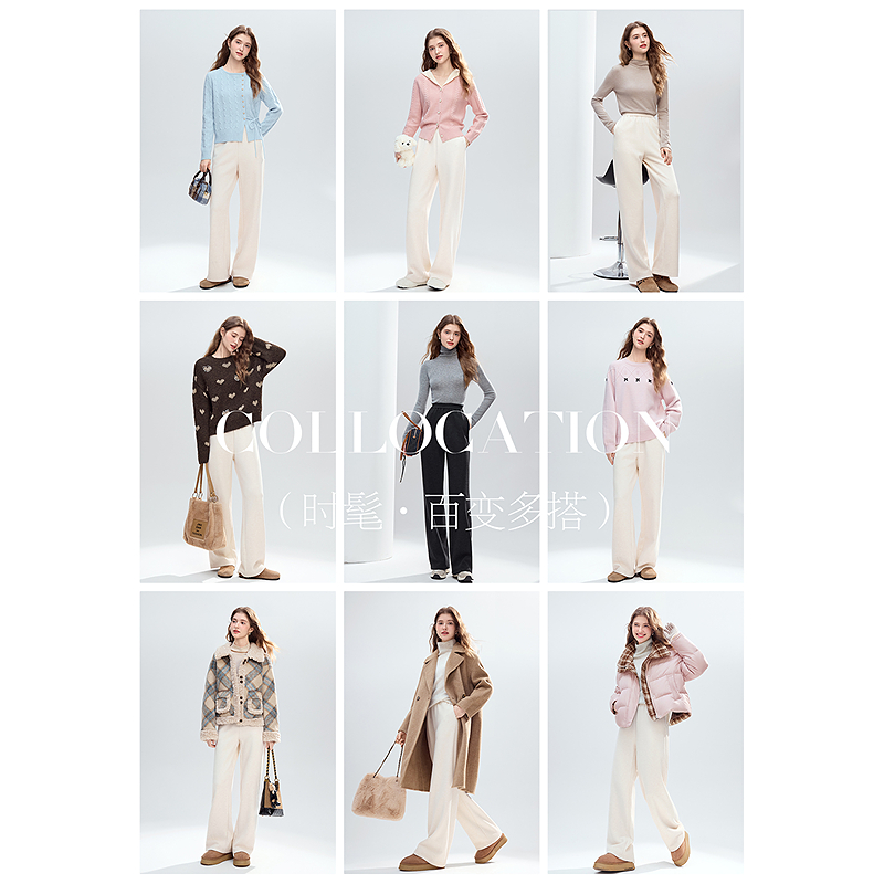 betu百图磨毛阔腿裤女休闲裤2025年冬季新款加厚运动卫裤遛弯裤,淘宝优惠券,粉丝福利购,淘宝优惠卷