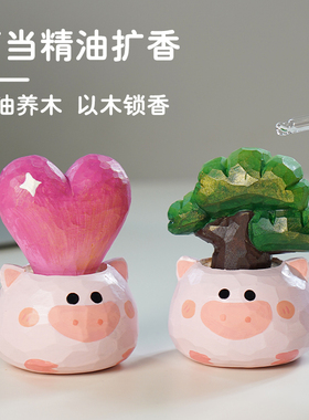 诸事顺利有钱花木雕扩香摆件