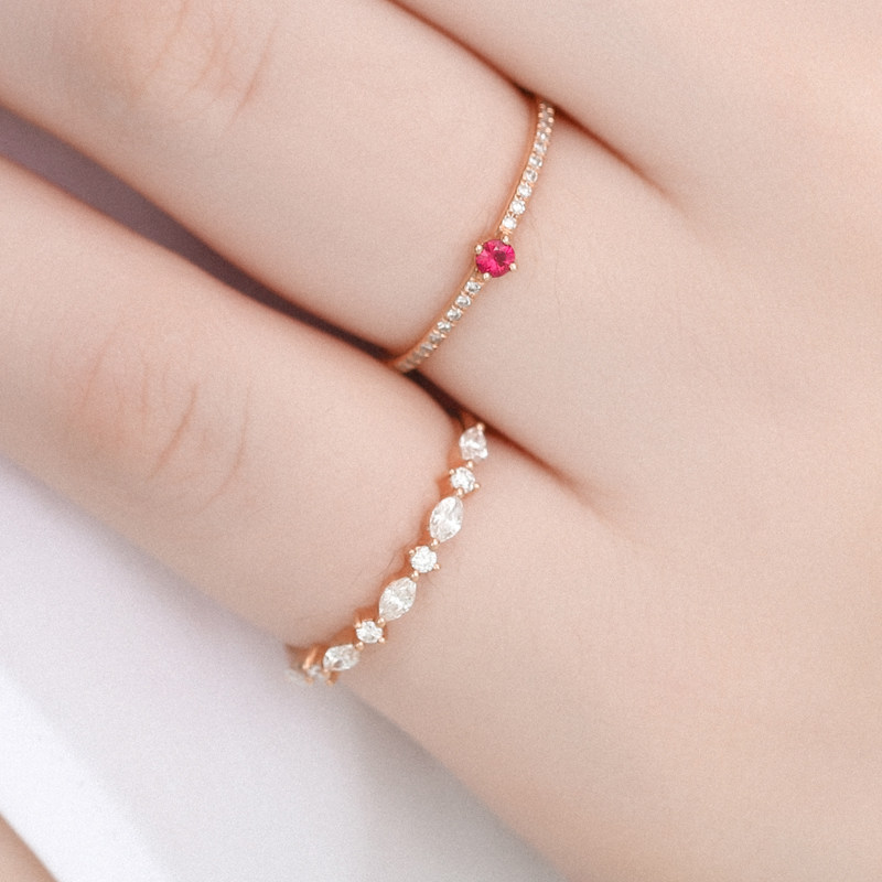 千叶珠宝18k金钻石小公举尾戒指环 千叶珠宝手饰