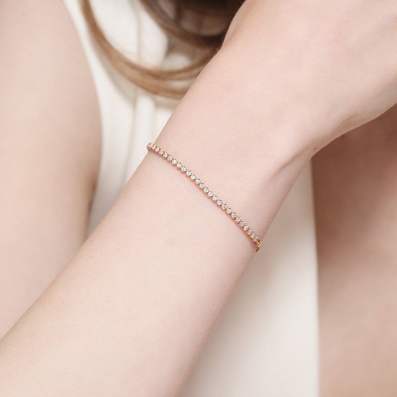 千叶珠宝18k金钻石星迹闪耀女手镯 千叶珠宝手饰