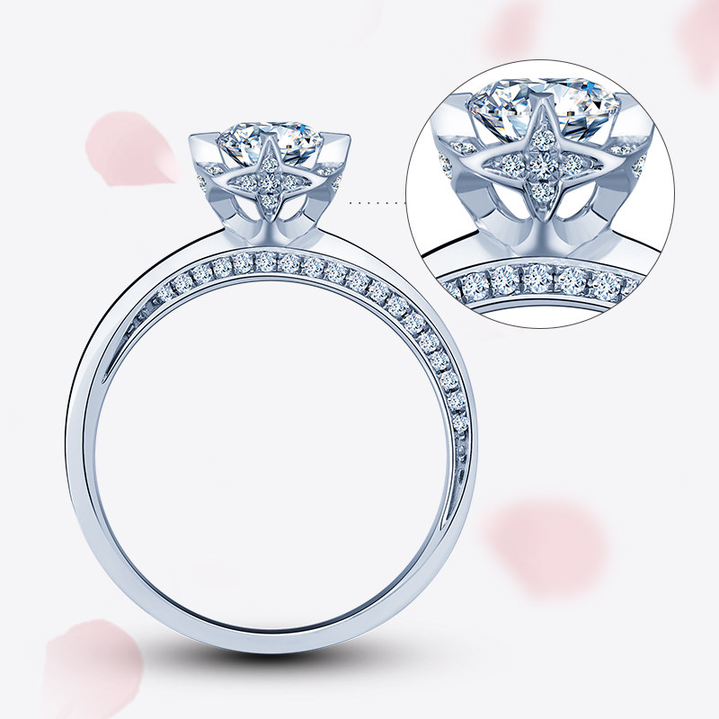 千叶珠宝18k金钻石白色戒指 千叶珠宝手饰