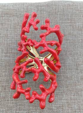 12欧美原单时尚潮流气质百搭精美网红简约个性珐琅彩滴油珊瑚手镯