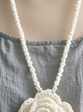 2024新款森女棉麻连衣裙配饰花朵项链毛衣链多色入可定制颜色