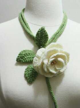 手工钩花项链领花腰绳