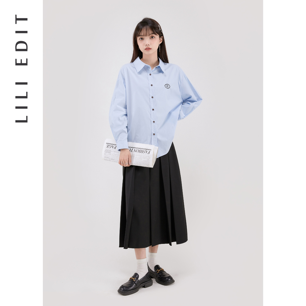 LILIEDIT/POLO领韩版复古衬衫女春季新款宽松洋气时尚长袖上衣 - 图2