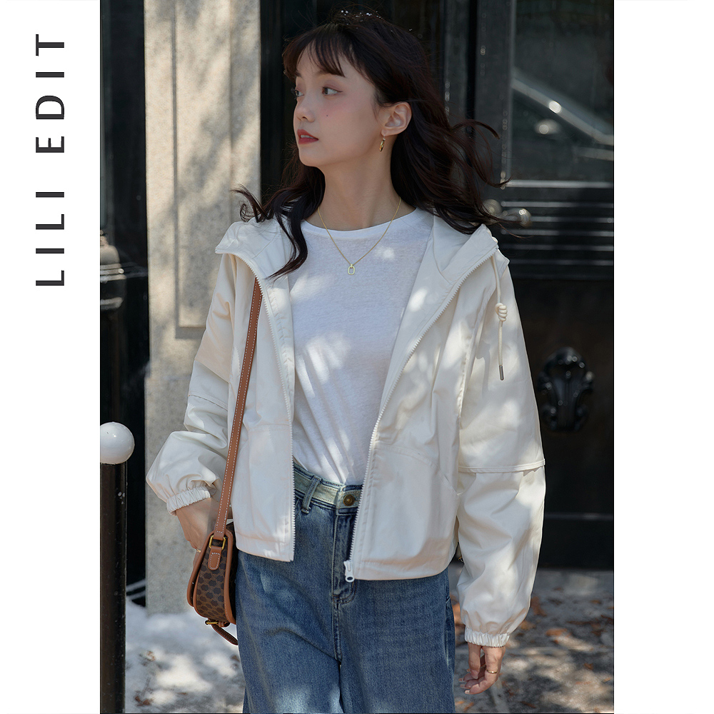 LILI EDIT/连帽夹棉加厚宽松短款外套女秋冬洋气百搭运动工装上衣-图2