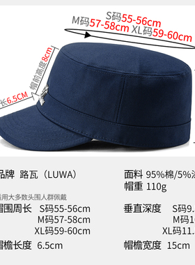 户外全封闭路瓦平顶帽男硬顶宽檐