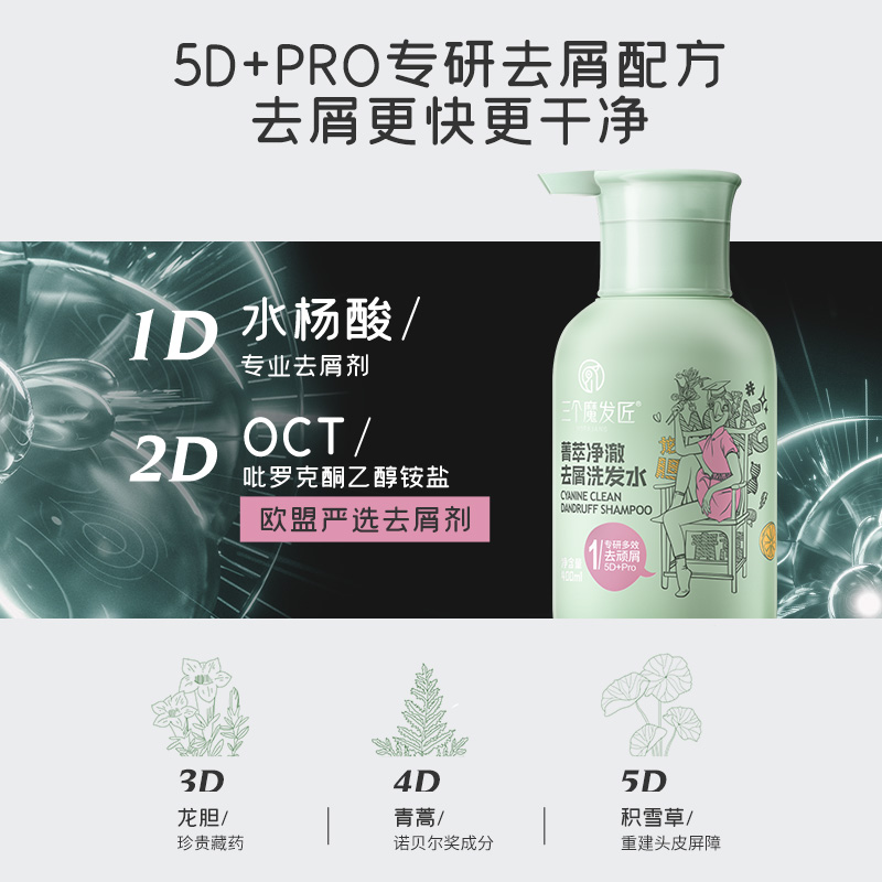 三个魔发匠旗舰店三个魔发匠520去屑驱螨洗发水控油蓬松止痒洗发膏正品品牌除1
