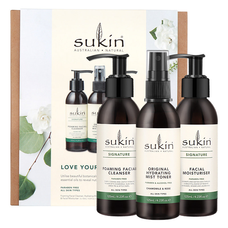 sukin基础洁面保湿水乳3件洗面奶 sukin海外面部护理套装