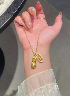 领翱好物甄选金灿灿貔貅项链铜合金新中式吊坠女高级感轻奢锁骨链