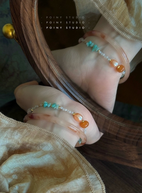 天然石串珠珍珠手链女小众设计轻奢精致叠戴手串高级感耳饰品新款