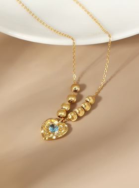 S925纯银项链爱心吊坠女简约时尚设计锁骨链女高级感饰品青岛