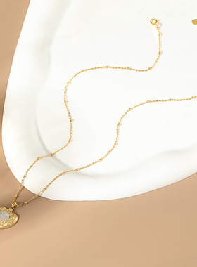 抖音网红时尚百搭镶嵌白玉髓爱心项链气质S925银轻奢女高级感吊坠