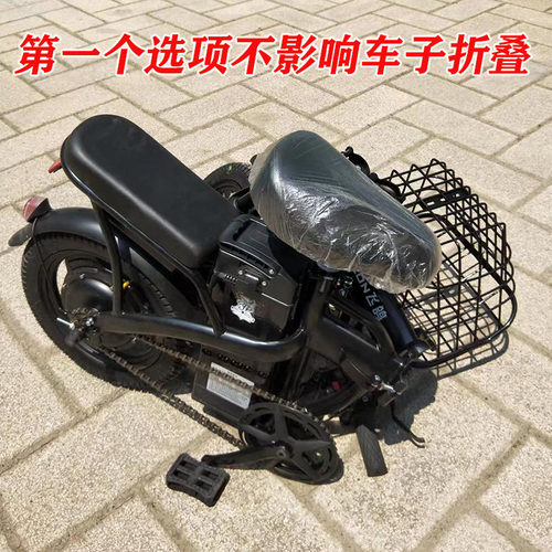 折叠电动车车筐电瓶车金属车篓自行车筐带盖折叠车通用单车菜篮子 - 图2