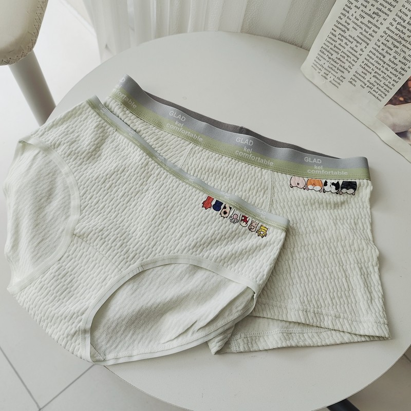 婴儿棉！奶油可爱情侣内裤纯棉一男一女简约透气短裤衩春夏2024新,淘宝优惠券,粉丝福利购,淘宝优惠卷