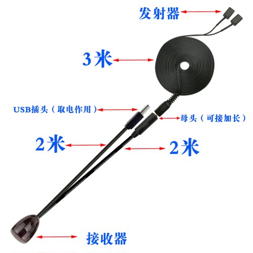 机顶盒红外遥控转发器 机顶盒共享遥控器延长线 红外IR接收器 - 图0