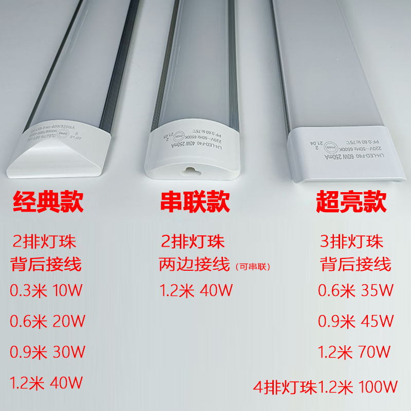 led长条灯一体化灯管T8三防尘支架串联净化灯日光灯管双管1.2M70W - 图0