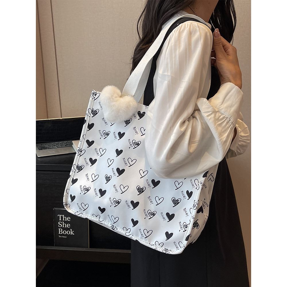 大容量帆布包包女夏季时尚单肩托特包学生外出手提补习袋子 - 图2