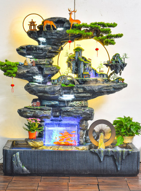 喷泉循环水生财鱼池造景假山流水