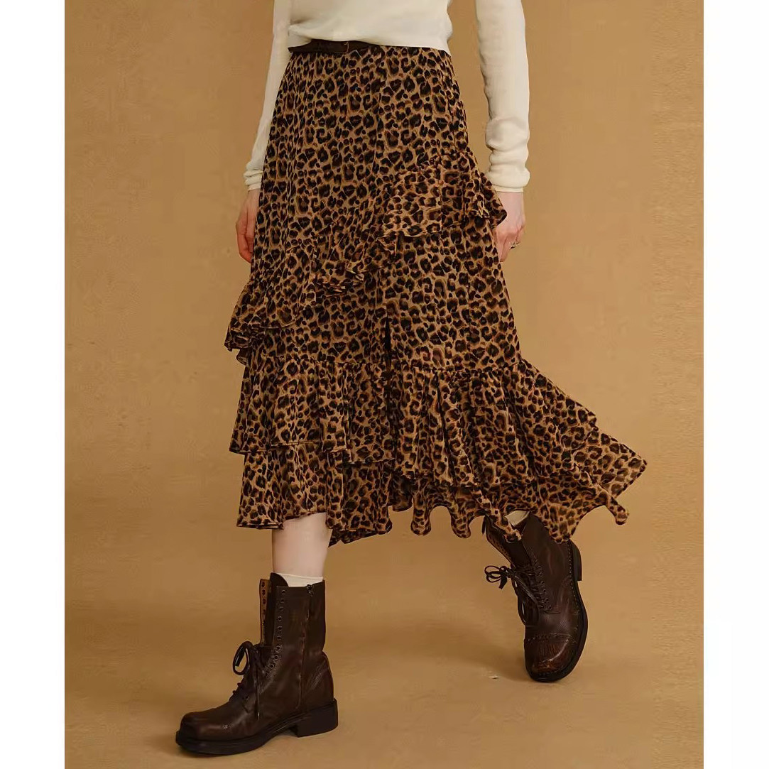 爵莱菲大码2026年春季新款豹纹印花雪纺鱼尾半身裙胖mm,淘宝优惠券,粉丝福利购,淘宝优惠卷