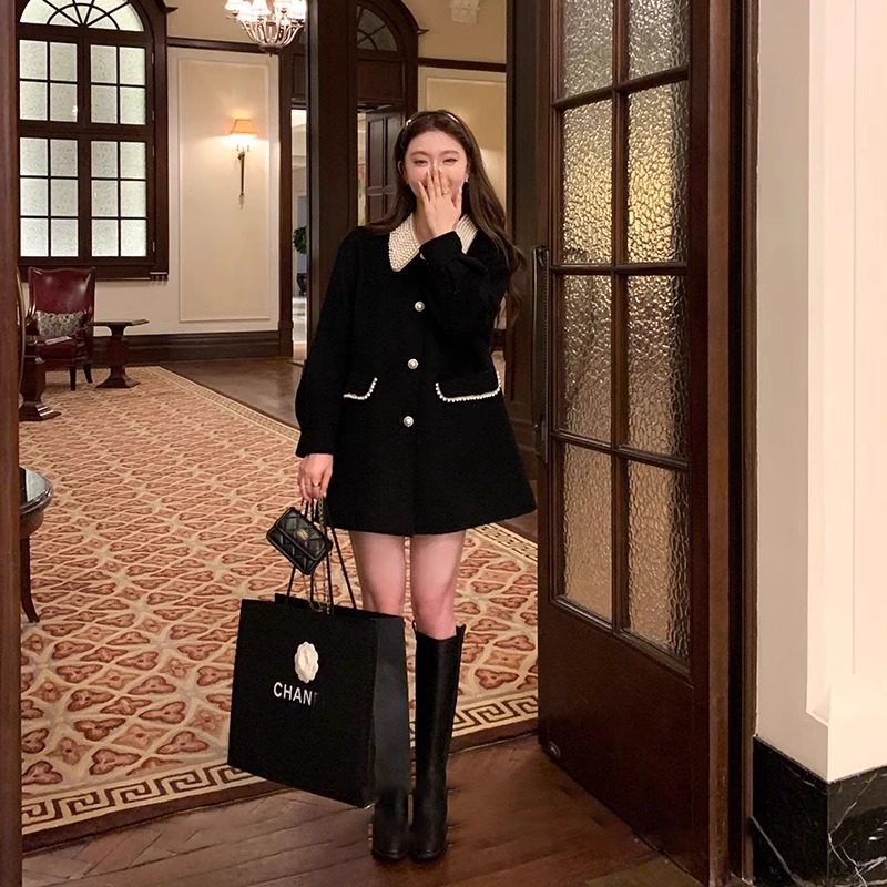 100%羊毛赫本风黑色双面呢外套大码胖mm短款小个子零羊绒大衣女,淘宝优惠券,粉丝福利购,淘宝优惠卷