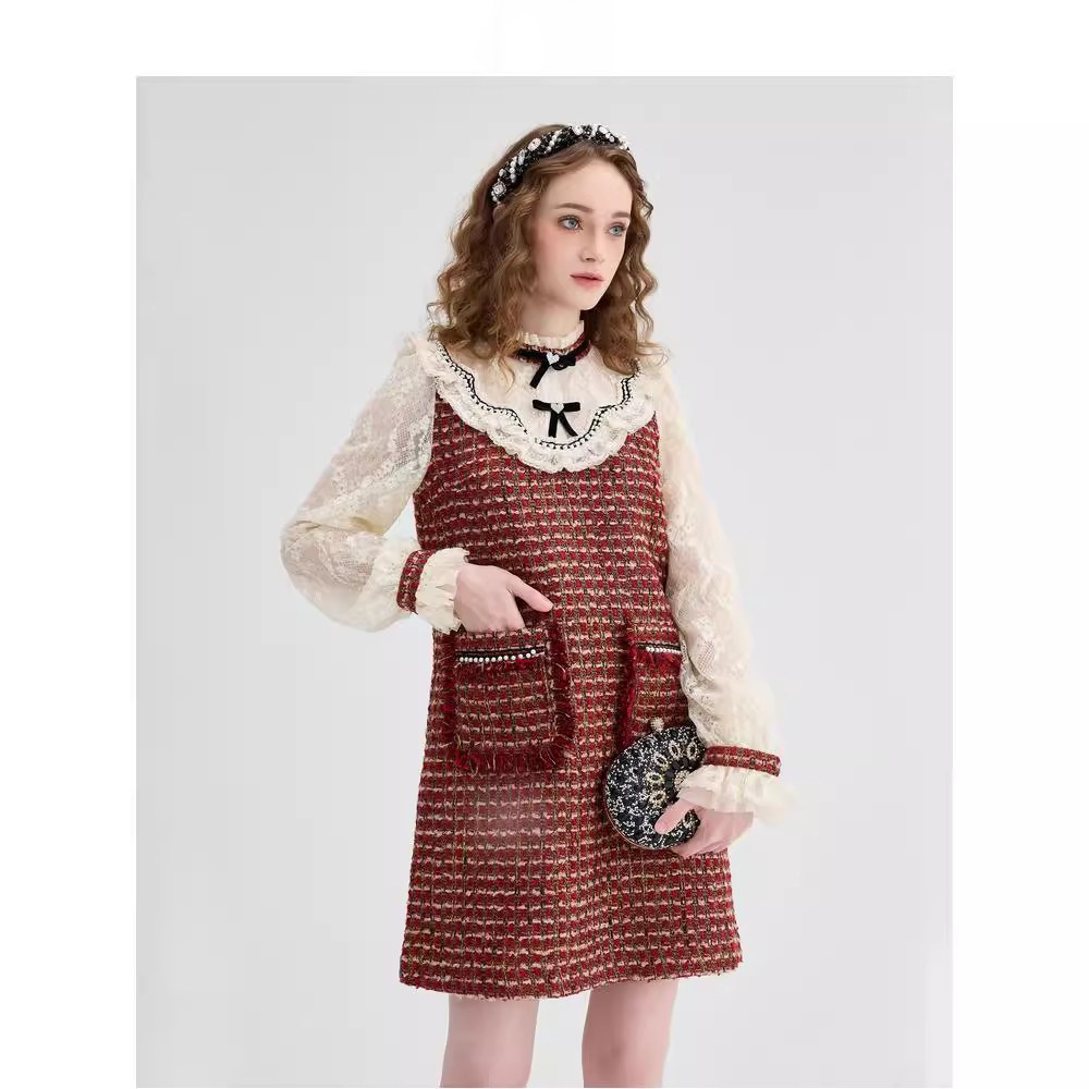 爵莱菲大码假两件胖mm秋季新款气质甜美通勤复古格调小香风连衣裙,淘宝优惠券,粉丝福利购,淘宝优惠卷