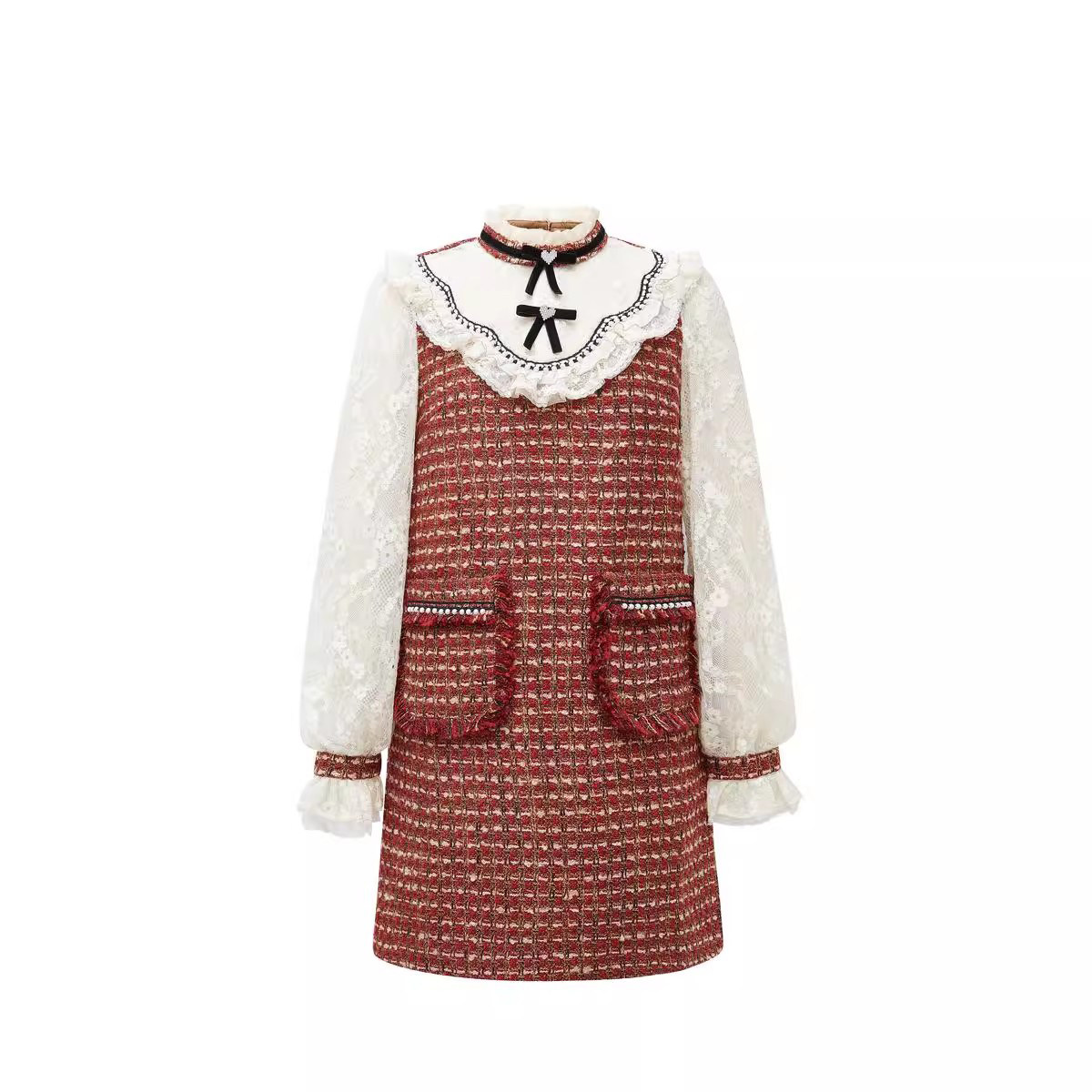 爵莱菲大码假两件胖mm秋季新款气质甜美通勤复古格调小香风连衣裙,淘宝优惠券,粉丝福利购,淘宝优惠卷