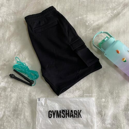 gym_shark毛圈运动健身训练日常运动休闲鲨鱼短裤休闲黑色五分裤 - 图3