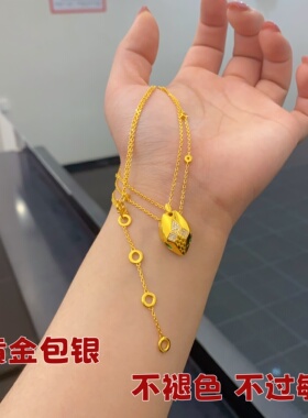 金包银镂空镶钻蛇套链轻奢时尚